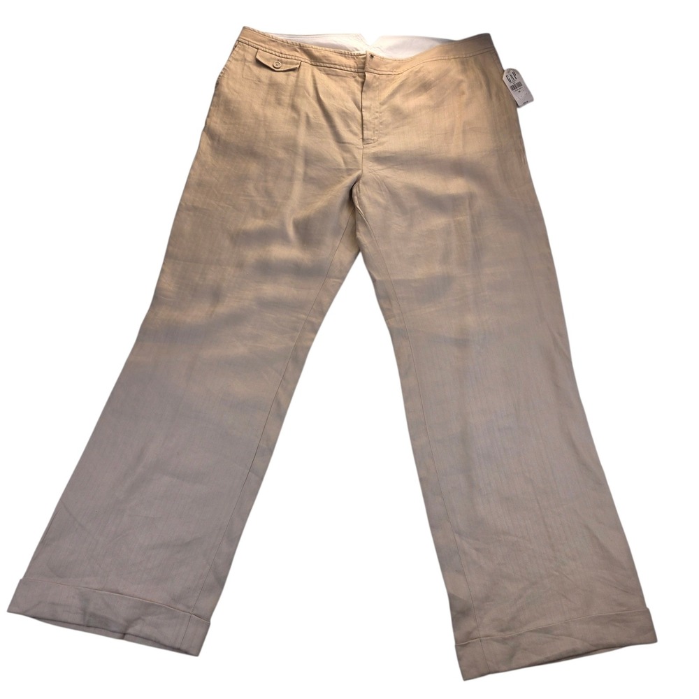 Gap Women's Size 20 Tan Linen Blend Wide Leg Trousers Khaki Pants NWT Career